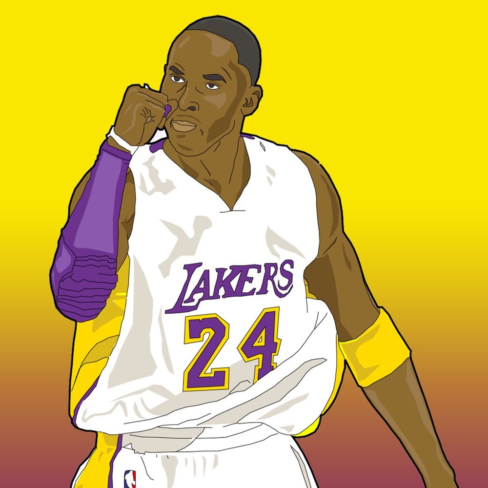 Kobe Bryant (Black Mamba) Cartoon Vector Portrait x2